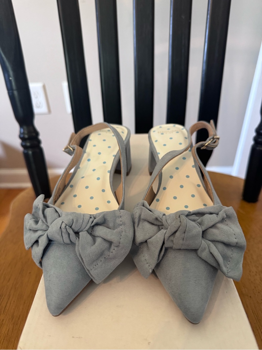 Draper James Light Blue Bow Slingback Kitten Heels size 6